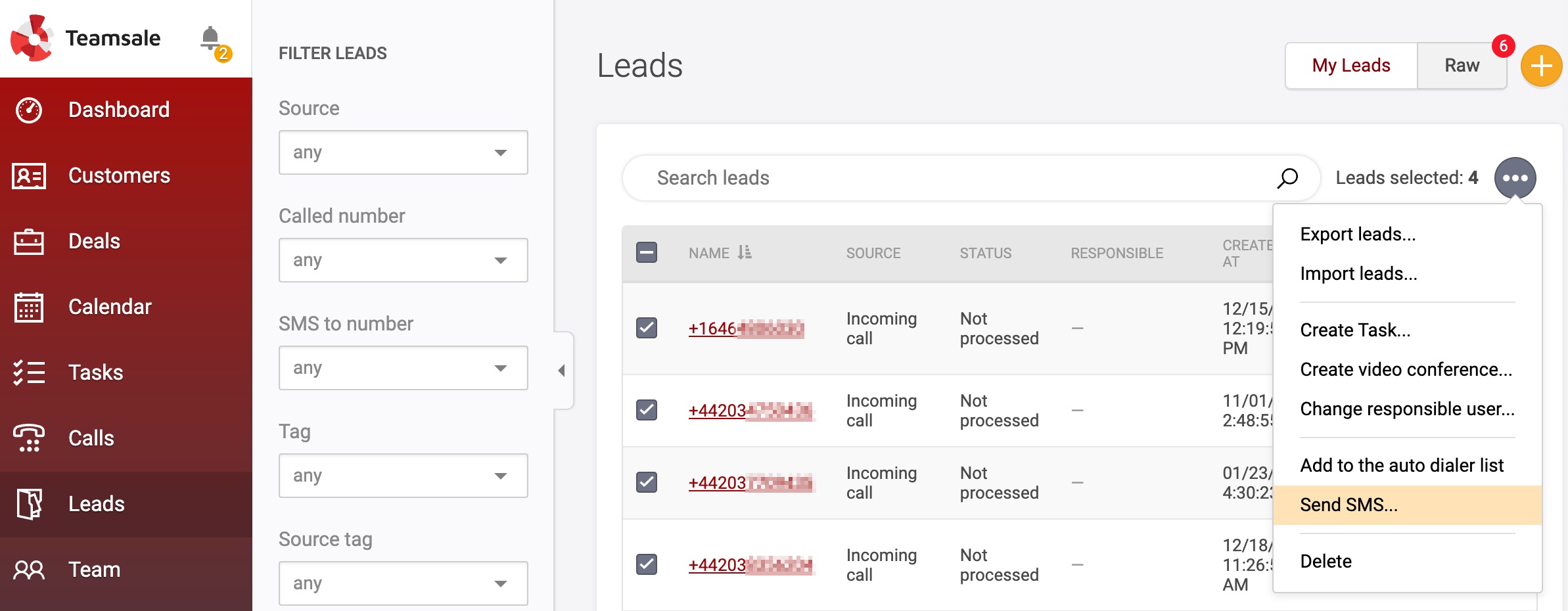 SMS within CRM