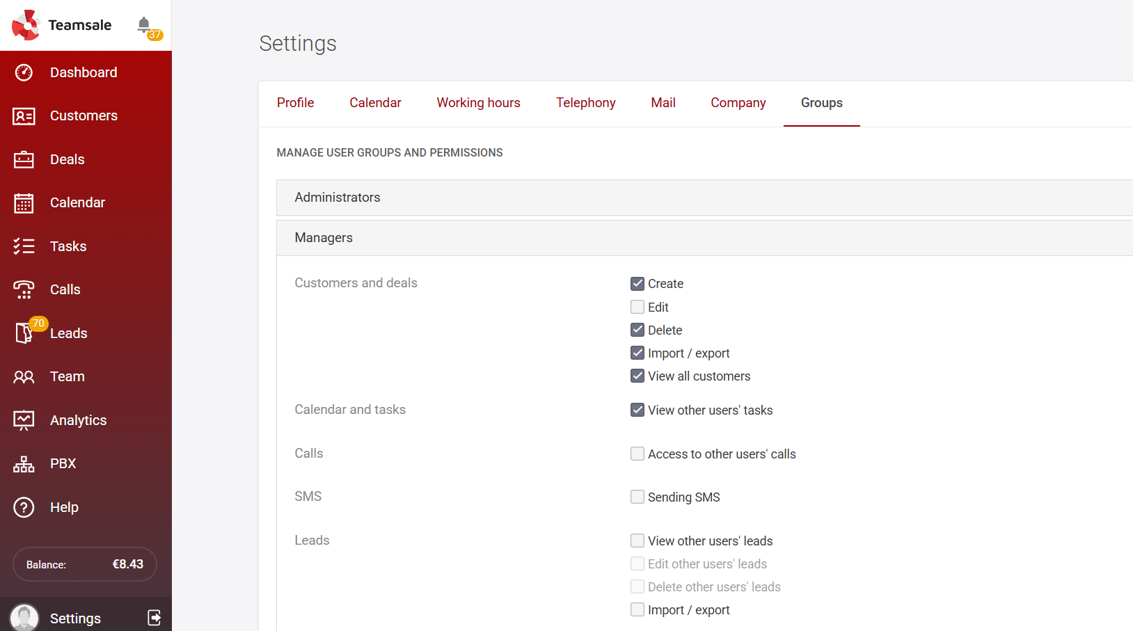 Manage access in CRM