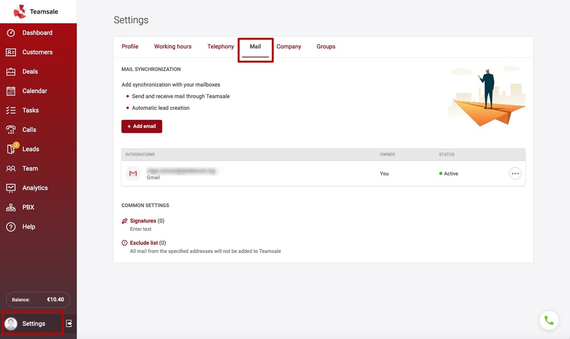 Email within CRM