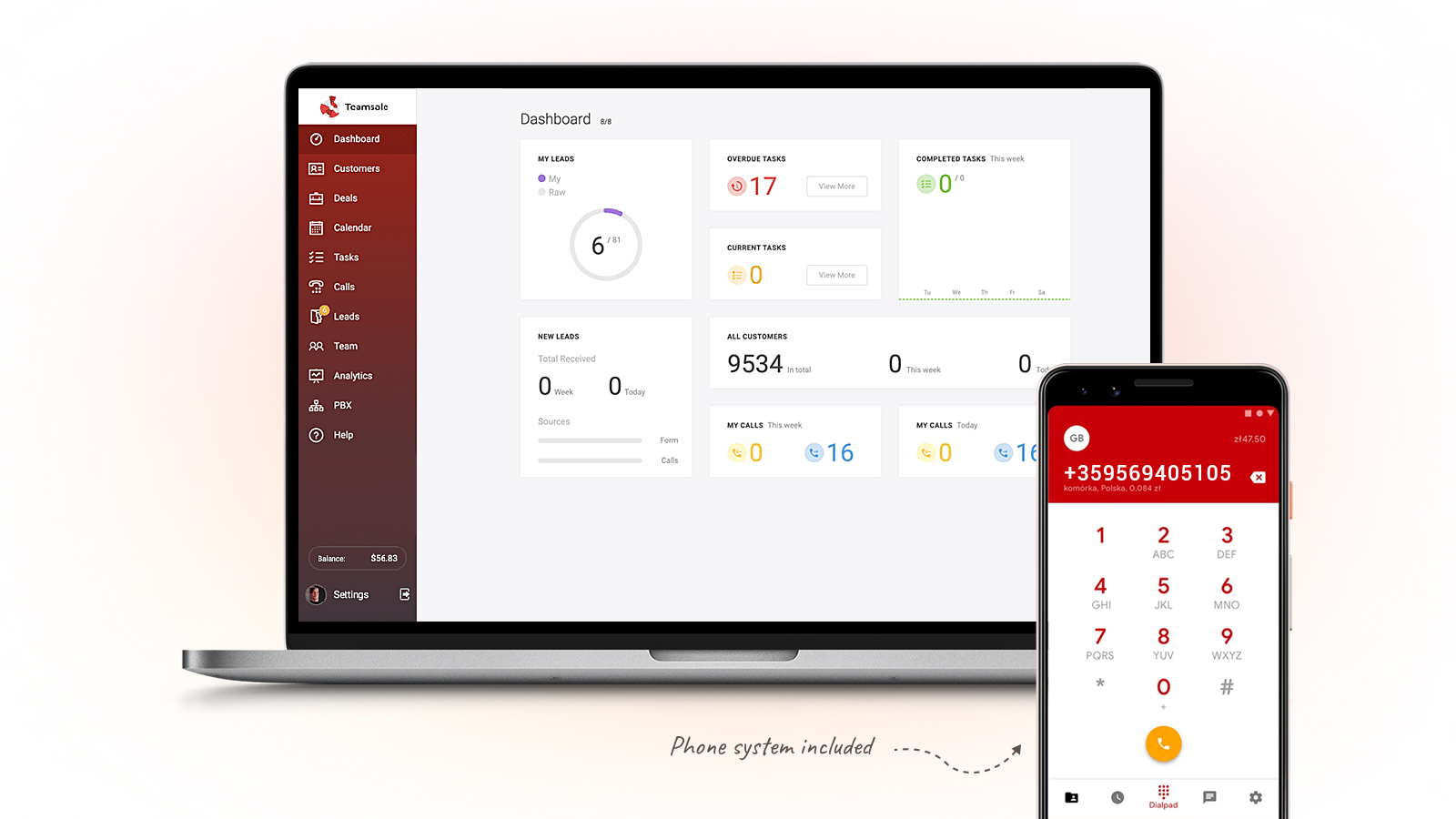 Teamsale CRM dashboard