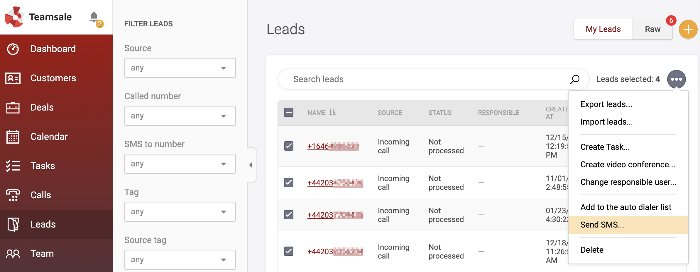 SMS within CRM